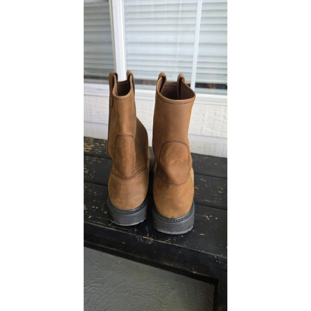 Wolverine Wellington Brown Leather Pull-On Work Boots, Mid-Calf Mens 14M